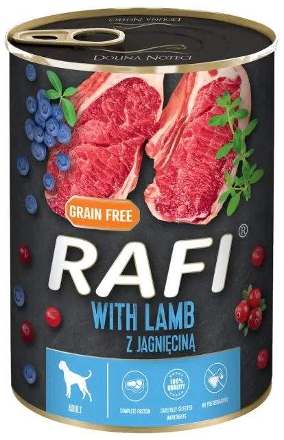 Rafi Dog Food - консервирана храна за кучета с агнешко месо 10 броя по 400 грама