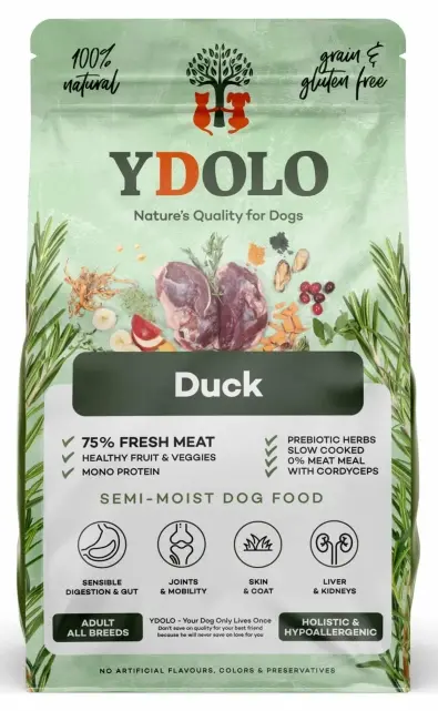 Ydolo Duck - пълноценна полувлажна храна за кучета с патешко месо