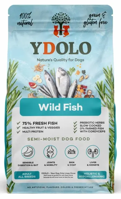 Ydolo Wild Fish - пълноценна полувлажна храна за кучета с месо от дива риба