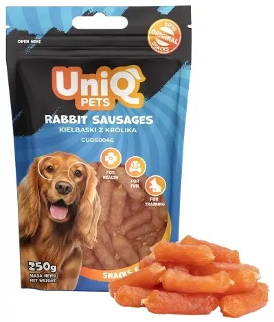 Uniq Pets Dog Snacks - лакомство за кучета меки наденички със заешко месо