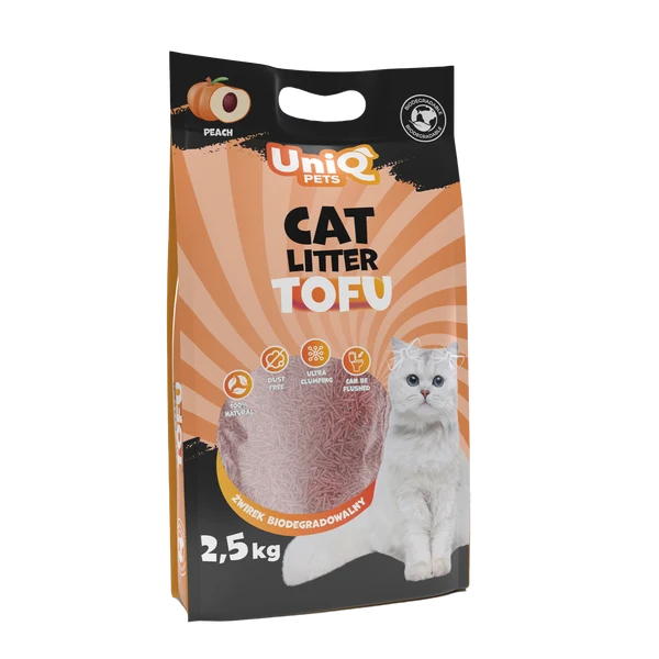 Uniq Pets Cat Tofu Cat Litter биоразградима котешка тоалетна 2,5kg / 6L праскова