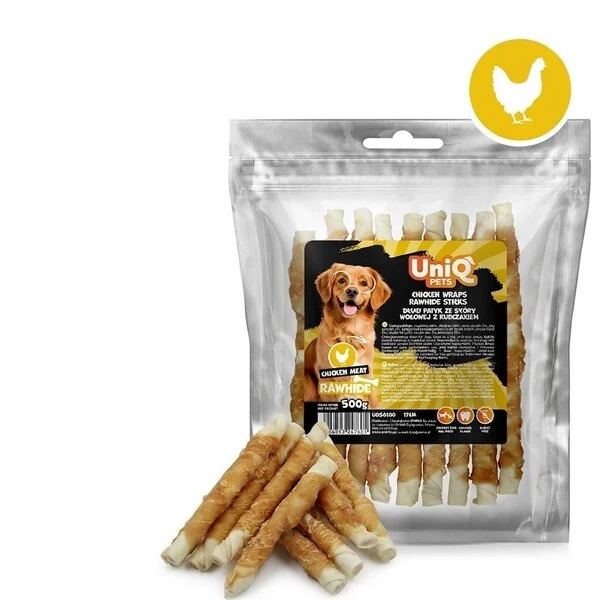 Uniq Pets Dog Snacks Rawhide Chicken Wraps Rawhide Sticks дъвчащи стикове за кучета с пилешко, 17 см