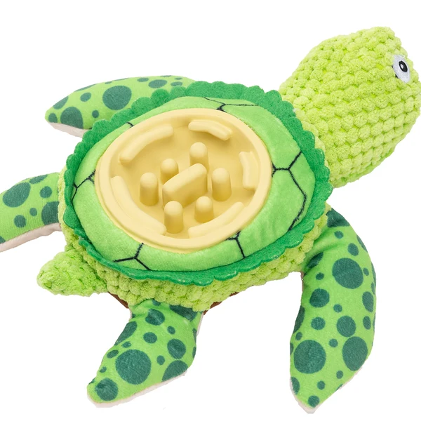 Uniq Pets Plush Dog Toy & Bowl Slowy Green Turtle интерактивна плюшена играчка и купичка за куче