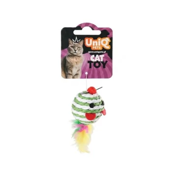 Uniq Pets Mousehunt Round Mouse – играчка мишка за котка от сизал с перо, 7 см