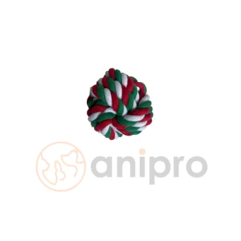 anipro Играчка въже топка бяло/зелено/червено 8 см, 100-110 г