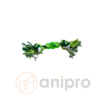 anipro Играчка въже с PVC възел бяло/зелено 30 см, 140-150 г