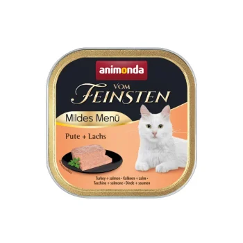 Vom Feinsten Mild Menu  - 100 г  кастрирани котки - пуйка + сьомга, (32 бр./стек)